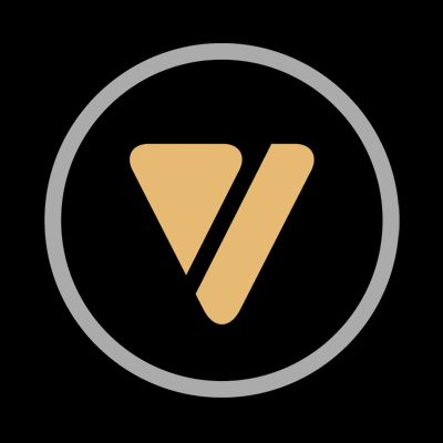 VIABLUE™ Logo Icon, schwarzer Hintergrund, 400 Pixel breit