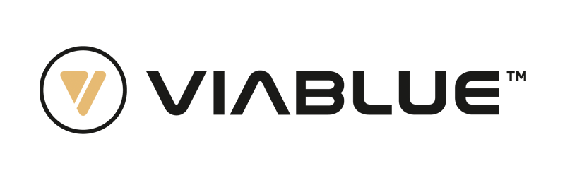 VIABLUE™ Logo, weißer Hintergrund, 800 Pixel breit