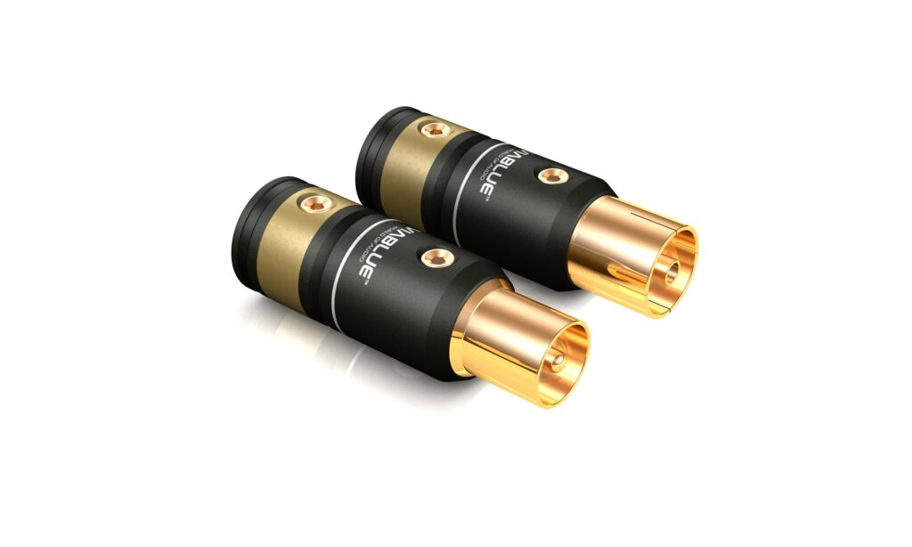 Der T6S Antennenstecker von VIABLUE™ ist ein hochwertiger Stecker für den Anschluss von Antennenkabeln. Er ist aus vergoldetem Messing gefertigt und bietet eine optimale Signalübertragung.
