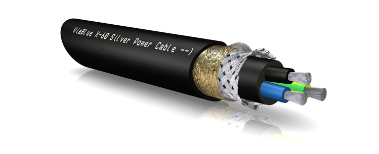 The X-60 Silver power cable from VIABLUE™ offers effective decoupling of interference signals and high power transmission capacity.